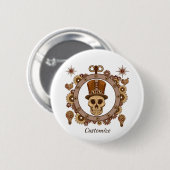 Steampunk Theme Top Hat Skull Thunder_Cove Button (Vorne & Hinten)