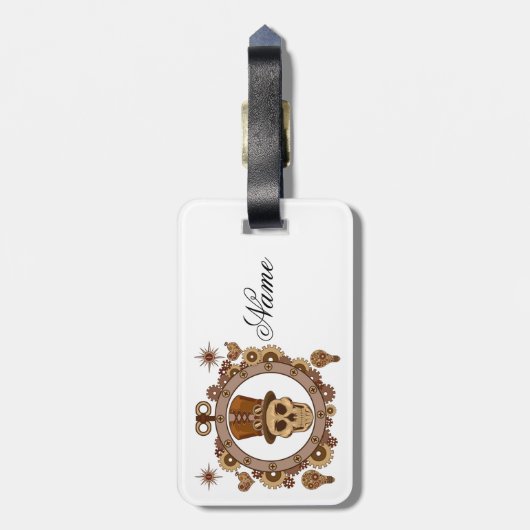 Steampunk Theme Top Hat Skull Thunder_Cove Gepäckanhänger (Rückseite vertikal)