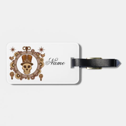 Steampunk Theme Top Hat Skull Thunder_Cove Gepäckanhänger (Rückseite horizontal)