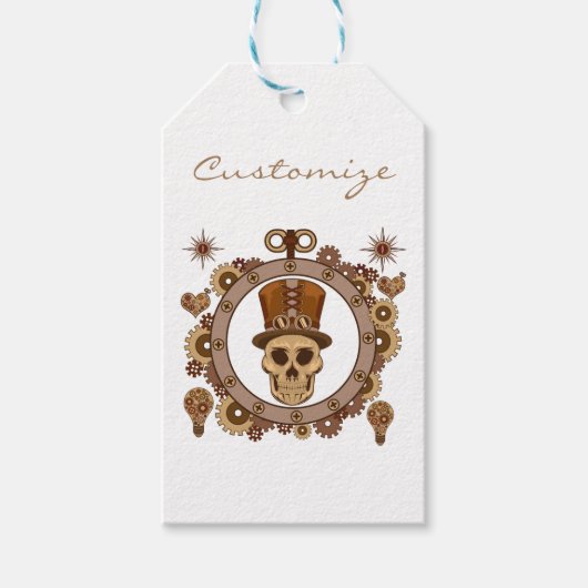 Steampunk Theme Top Hat Skull Thunder_Cove Geschenkanhänger (Vorderseite)