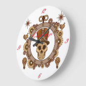 Steampunk Theme Top Hat Skull Thunder_Cove Große Wanduhr (Winkel)