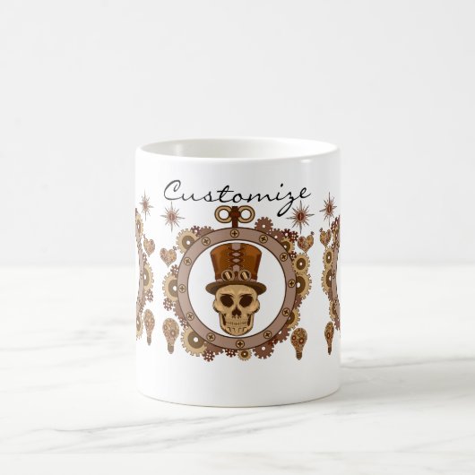 Steampunk Theme Top Hat Skull Thunder_Cove Kaffeetasse (Mittel)