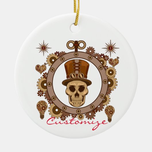 Steampunk Theme Top Hat Skull Thunder_Cove Keramik Ornament (Vorne)