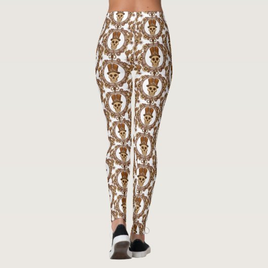 Steampunk Theme Top Hat Skull Thunder_Cove Leggings (Rückseite)
