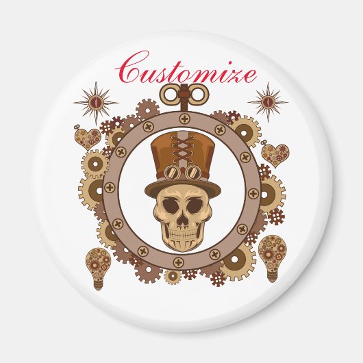 Steampunk Theme Top Hat Skull Thunder_Cove Magnet (Vorne)