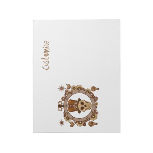 Steampunk Theme Top Hat Skull Thunder_Cove Notizblock (Rotiert)