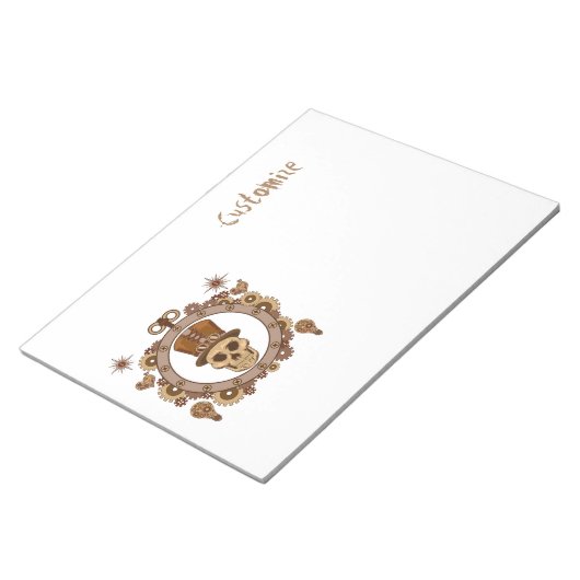 Steampunk Theme Top Hat Skull Thunder_Cove Notizblock (angewinkelt)