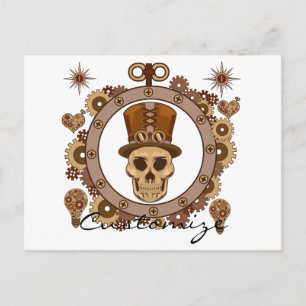 Steampunk Theme Top Hat Skull Thunder_Cove Postkarte