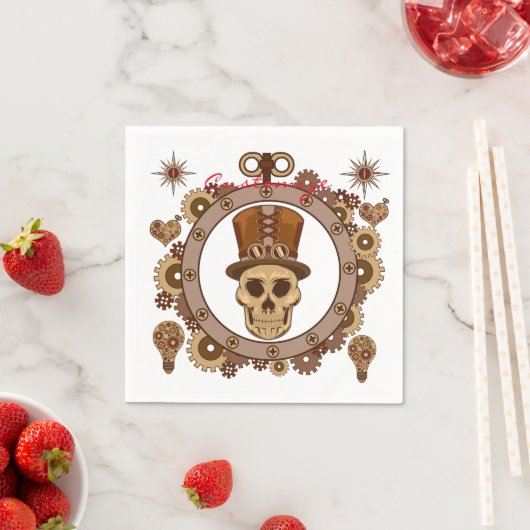 Steampunk Theme Top Hat Skull Thunder_Cove Serviette (Beispiel)