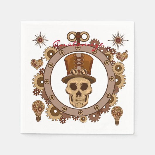 Steampunk Theme Top Hat Skull Thunder_Cove Serviette (Vorderseite)