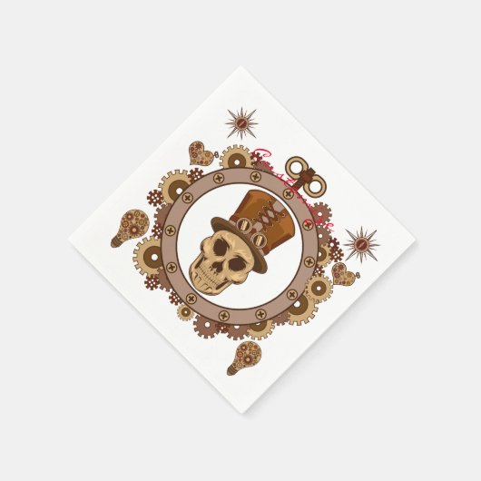 Steampunk Theme Top Hat Skull Thunder_Cove Serviette (Ecke)
