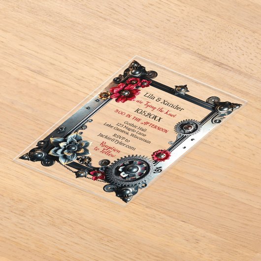 Steampunk Themed Wedding Acryleinladungen (Ablage )