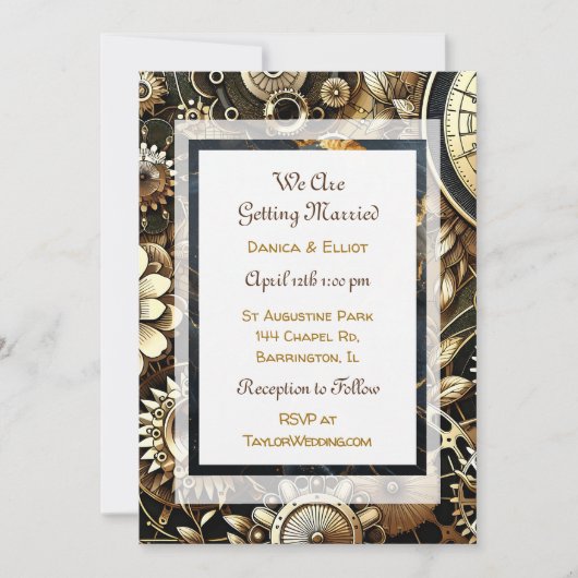 Steampunk Themed Wedding Einladung (Vorderseite)