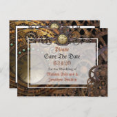 Steampunk Themed Wedding Save the Date Ankündigungspostkarte (Vorne/Hinten)