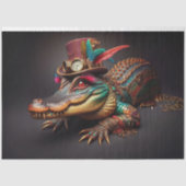 Steampunk TicTok Alligator Decoupage Seidenpapier (Vorderseite)