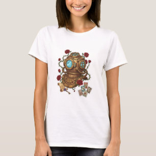 Steampunk-Tiefseetaucherhelm Fantasy-Illustration T-Shirt