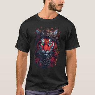 Steampunk Tiger Blume spritzen Tigers Fantasy Art T-Shirt