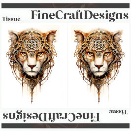 Steampunk Tiger Metallic Wheels Decoupage LR 136 Seidenpapier