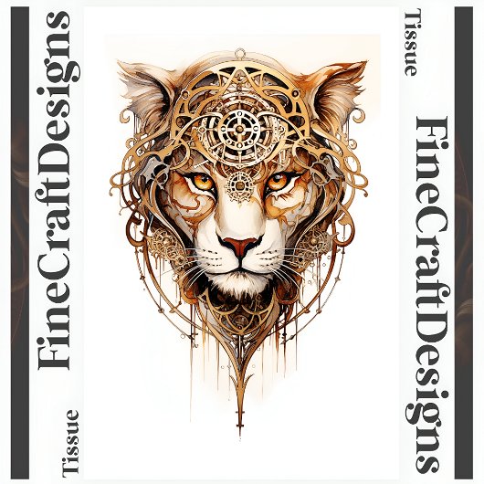 Steampunk Tiger Metallic Wheels Decoupage R 136 Seidenpapier