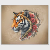 Steampunk Tiger mit Rose Illustration. Geschenkpapier (Flach)