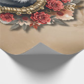 Steampunk Tiger mit Rose Illustration. Geschenkpapier (Ecke)