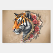 Steampunk Tiger mit Rose Illustration. Geschenkpapier Set (Vorderseite 2)