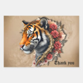 Steampunk Tiger mit Rose Illustration. Geschenkpapier Set (Vorderseite)