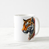 Steampunk Tiger mit Rose Illustration. Kaffeetasse (VorderseiteRechts)