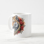 Steampunk Tiger mit Rose Illustration. Kaffeetasse (Vorderseite Links)