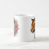 Steampunk Tiger mit Rose Illustration. Kaffeetasse (Mittel)
