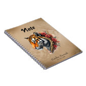 Steampunk Tiger mit Rose Illustration Notizblock (Rechte Seite)