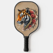 Steampunk Tiger mit Rose Illustration. Pickleball Schläger (Rückseite)
