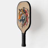 Steampunk Tiger mit Rose Illustration. Pickleball Schläger (Links)