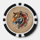 Steampunk Tiger mit Rose Illustration. Pokerchips (Vorderseite)