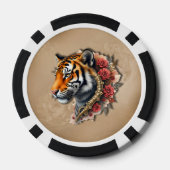 Steampunk Tiger mit Rose Illustration. Pokerchips (Rückseite)
