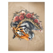 Steampunk Tiger mit Rose Illustration. Tischdecke (Vorderseite)