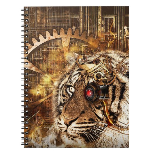 Steampunk Tiger Notizblock (Vorderseite)
