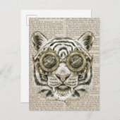 Steampunk Tiger über Vintagen Text Postkarte (Vorne/Hinten)