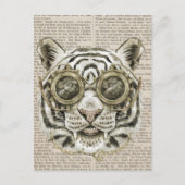 Steampunk Tiger über Vintagen Text Postkarte (Vorderseite)
