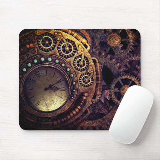 Steampunk Time Clock Gears Dark Mousepad (Mit Mouse)