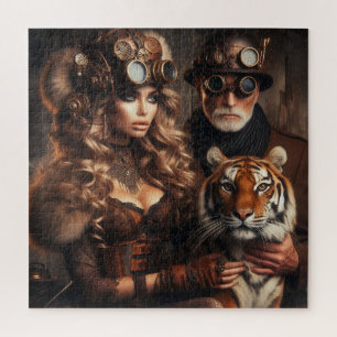Steampunk-Time Machine Couple & Tiger 80 -3 Puzzle