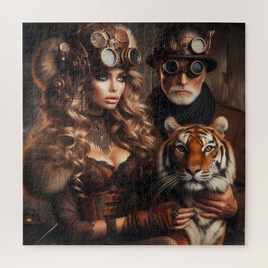 Steampunk-Time Machine Couple & Tiger 80 -3 Puzzle (Vertikal)