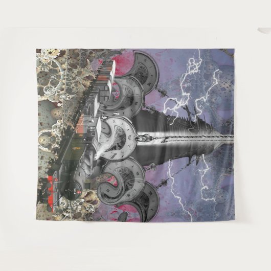 Steampunk-Time-Machine-Tapestry Wandteppich (Vorderseite (Horizontal))