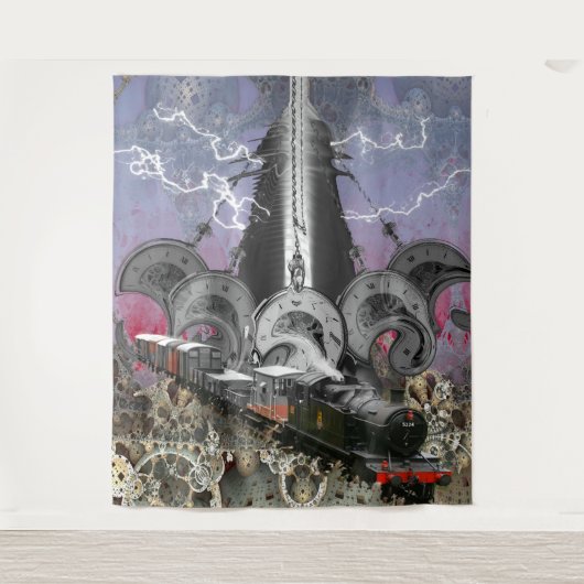 Steampunk-Time-Machine-Tapestry Wandteppich (Vorderseite)