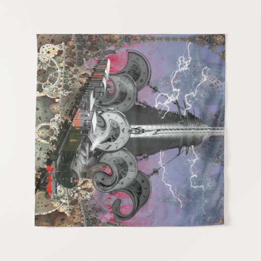 Steampunk-Time-Machine-Tapestry Wandteppich (Vorderseite (Horizontal))