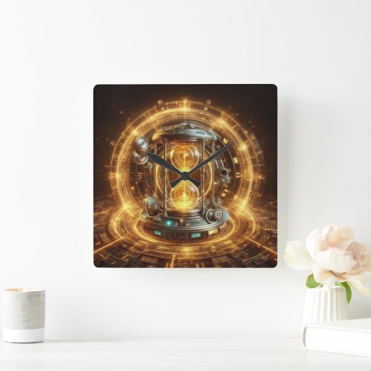 Steampunk, Time Machine, Time/Space/Continuum 003X Quadratische Wanduhr (Zuhause)