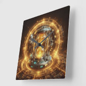 Steampunk, Time Machine, Time/Space/Continuum 003X Quadratische Wanduhr (Winkel)