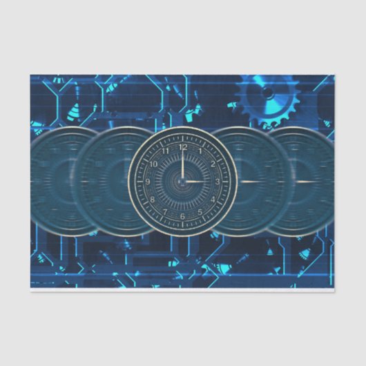 Steampunk Time Machine Uhren Gears Seidenpapier (Vorderseite)