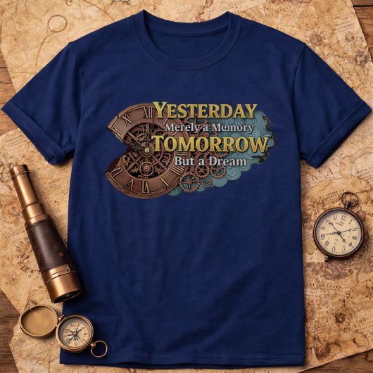 Steampunk Time Machine - Yesterday & Tomorrow Navy T-Shirt