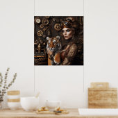 Steampunk-Time Machine Young Girl and Tiger 80-4 Poster (Küche)